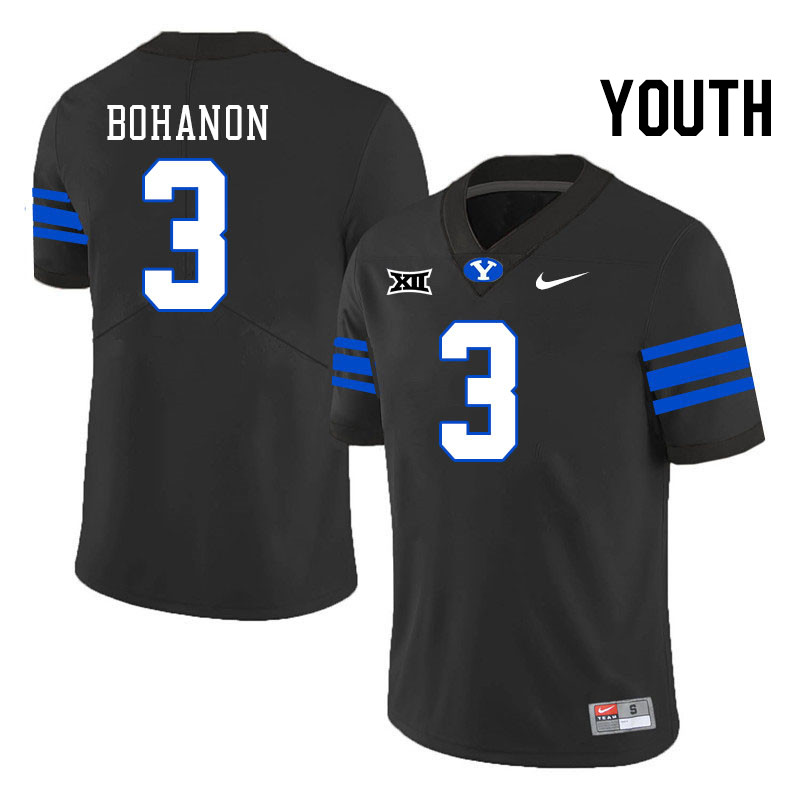 Youth #3 Gerry Bohanon BYU Cougars College Football Jerseys Stitched Sale-Black